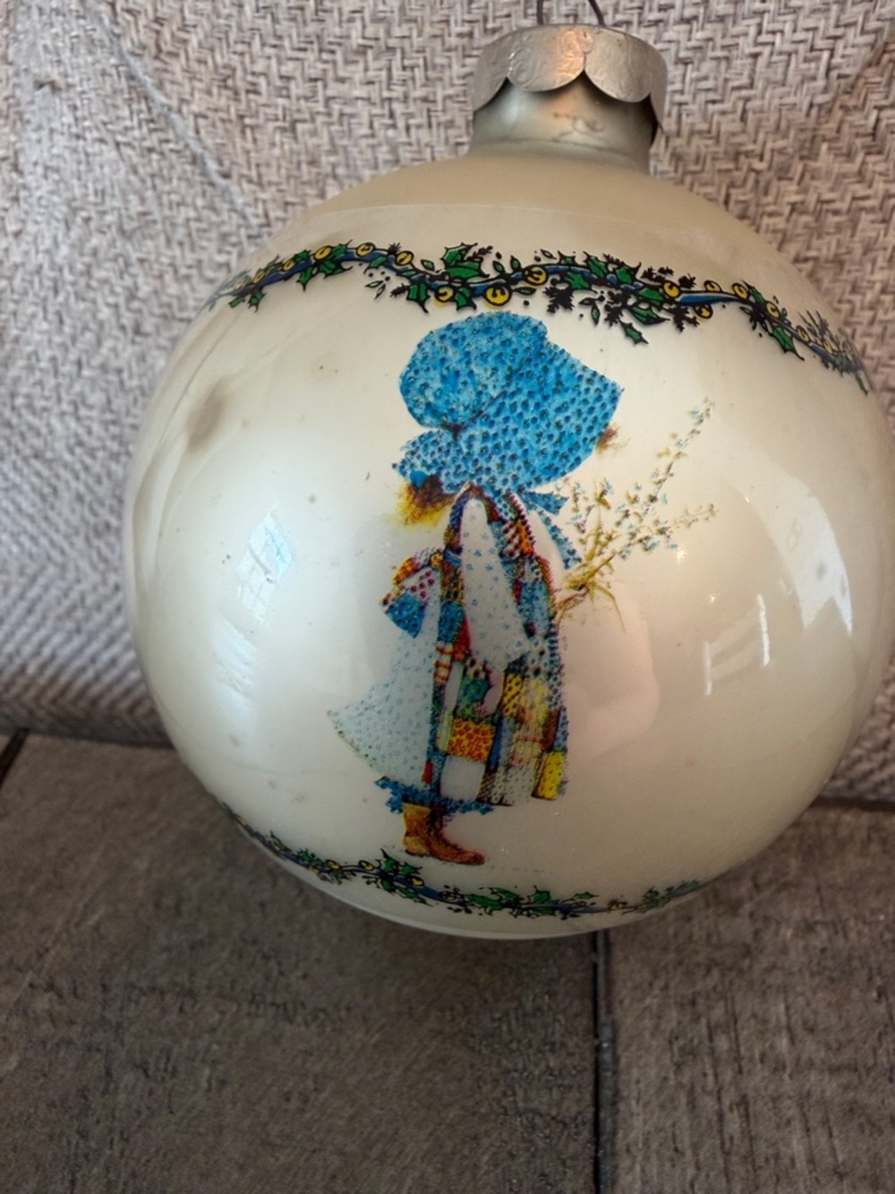 Vintage Holly Hobbie Glass Ornament